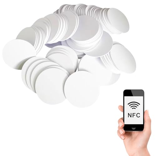 NFC 215 Karten, NFC Round Cards, NFC Cards, NTAG 215 NFC Tags, für NFC-fähige Geräte, für Check-in, Mobiles Bezahlen, Abfrage Von Produktinformationen, Mobile Identifizierung, 60 Stücke von Helweet