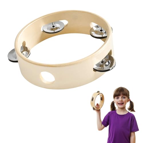 Trommel, Kopfloses Tamburin, Headless Tambourine, Tamburin, Tambourine, Handtrommel, Schlagzeugglocke, 6-Zoll Hölzernes Einreihiges Tamburin Handtrommelglocke Musikinstrument, für Tanzparty von Helweet