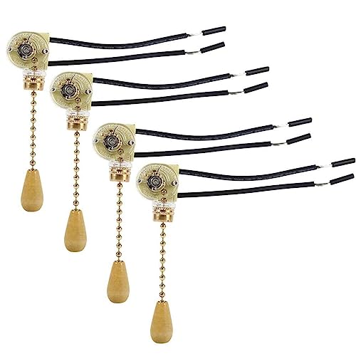 Zugschalter, Zugkette Schnurschalter, Schalter für Deckenventilatoren Wandleuchten, Für LED Wandleuchte, Deckenventilator, Badezimmerleuchte, 4 Stücke Zugschalter, Zugkette Schnurschalter, Schalter für Deckenventilatoren Wandleuchten, Für LED Wandleuchte, Deckenventilator, Badezimmerleuchte, 4 Stücke von Helweet