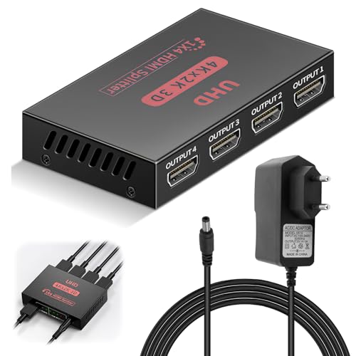 4K HDMI Splitter 1x4, UHD Verteiler für TV, Monitor & Beamer – HDMI Splitter 1 Eingang auf 4 Ausgänge, Mehrfachstecker, Umschalter – Geeignet für PS4, Xbox, Blu-ray & Mehr 4K HDMI Splitter 1x4, UHD Verteiler für TV, Monitor & Beamer – HDMI Splitter 1 Eingang auf 4 Ausgänge, Mehrfachstecker, Umschalter – Geeignet für PS4, Xbox, Blu-ray & Mehr von Hemlosk