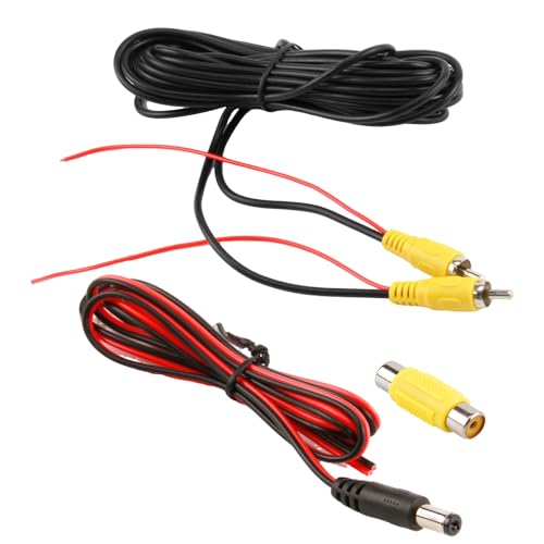 6 m langes Cinch-Kabel zum Anschluss eines Monitors und einer Rückfahrkamera, AV-Verlängerungskabel mit Videoanschluss, Cinch-Buchse auf Buchse und DC-Netzkabel, 1 m 6 m langes Cinch-Kabel zum Anschluss eines Monitors und einer Rückfahrkamera, AV-Verlängerungskabel mit Videoanschluss, Cinch-Buchse auf Buchse und DC-Netzkabel, 1 m von Hemlosk