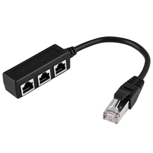 Ethernet-Splitter, RJ45 Ethernet-Splitter, 1 Stecker auf 3 Buchsen, LAN-Splitterkabel, RJ45-Netzwerk-Splitter, für Super Cat5, Cat5e, Cat6, Cat7 LAN-Anschlüsse, Schwarz Ethernet-Splitter, RJ45 Ethernet-Splitter, 1 Stecker auf 3 Buchsen, LAN-Splitterkabel, RJ45-Netzwerk-Splitter, für Super Cat5, Cat5e, Cat6, Cat7 LAN-Anschlüsse, Schwarz von Hemlosk