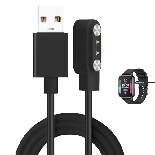 Hemlosk Universelles Smartwatch-Ladegerät, Ladegerät für Smartwatch, USB 2 Pins 4 mm, USB-Ladekabel 3,3FT 100 cm, magnetisches Ladegerät Zubehör für Uhr (schwarz) von Hemlosk