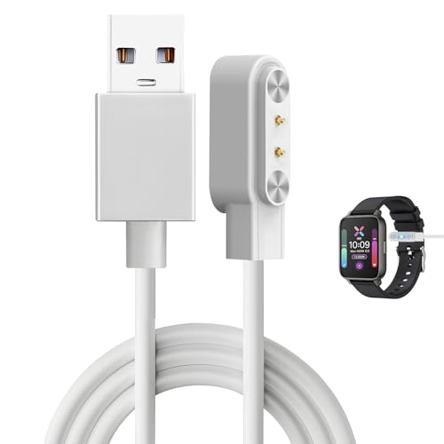 Hemlosk Universelles Smartwatch-Ladegerät, Ladegerät für Smartwatch, USB 2 Pins 4 mm, USB-Ladekabel 3,3FT 100 cm, magnetisches Ladegerät Zubehör für Uhr (weiß) von Hemlosk
