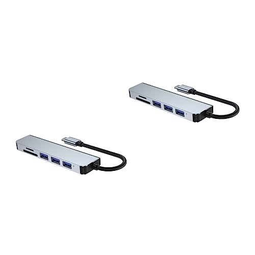 Hemobllo 2 Stück 6 Notebook-dockingstation USB-kartenleser Mit 6 Anschlüssen Mehrere USB c Hub Nabe Für Laptop Flash-Laufwerk-Adapter USB-ladestation Aluminiumschale Tragbar Ladegerät von Hemobllo