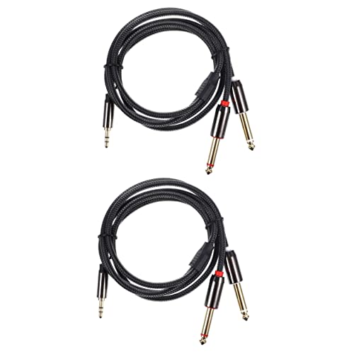 Hemobllo 2st Audio-Splitter E-gitarrenkabel Adapter Für Kopfhöreranschluss Splitter Für Audiokabel Gitarren-patchkabel 1/8 Auf 1/4 Adapter 1/8 Bis Dual 6,35 Mm Verstärker Nylon Rechner von Hemobllo