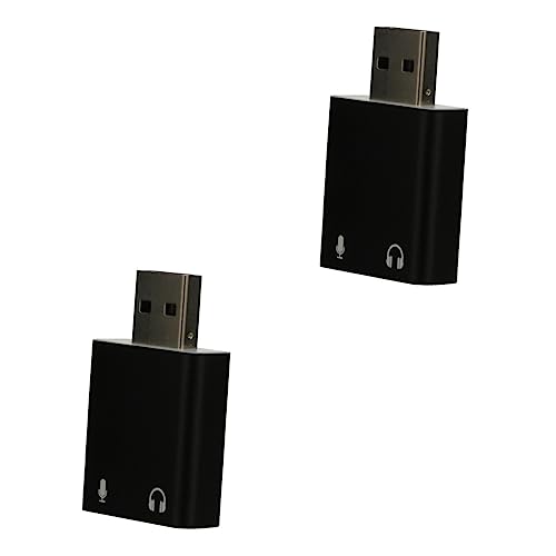 Hemobllo 2st USB Externe Soundkarte Adapter Für Stereo-kopfhörer Mikrofon-Sound USB Externer Ton Mikrofonadapter Tragbarer Ton USB-Audio-Sound Fenster Aluminiumlegierung Konverter Rechner von Hemobllo