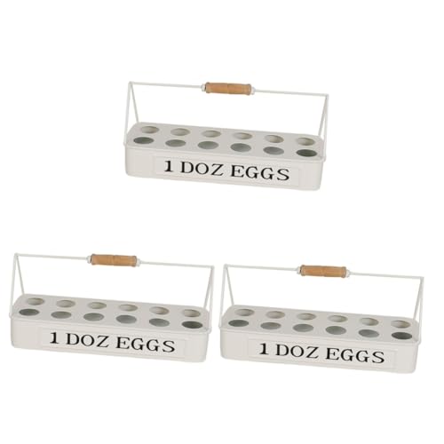 Hemobllo 3 Tragbare Eierablage 1 Dutzend Eierhalter Behälter für den Kühlschrank eiertablett egg tray Eierablage für Kühlschrank Gemüsebehälter für Kühlschrank tragbarer Eierhalter Weiß von Hemobllo