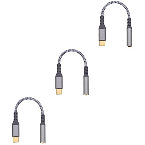 Hemobllo 3st Audio-adapterkabel Zum Aux-Kabel Typ-c-kopfhörer-adapterkabel USB-c-Adapter Kopfhörer-typ-c-Adapter USB-Adapter Kopfhörer-konverter Typ-c-audioadapter Nylon Aufladen Splitter von Hemobllo