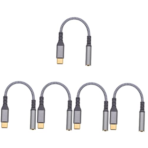 Hemobllo 5st Audio-adapterkabel Kopfhörer-Adapter Typ-c Kopfhöreradapter Zum Aux-Kabel Ladekopfhöreradapter Kopfhörer-typ-c-Adapter USB-Kabel Aluminiumlegierung Verlängerungskabel Aufladen von Hemobllo