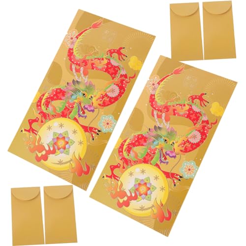 Hemobllo 6 Stück Roter Umschlag zum Jahr des Drachen Taschen Geldtasche für das neue Jahr Mond- Produkt Paket briefumschläge Chinesisches Neujahr rotes Umschläge Rote Tasche Papier Golden von Hemobllo