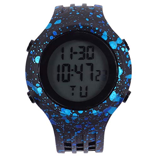 Hemobllo Armbanduhr Teenager Wecker ? Geführt Sportuhr wasserdichte Armbanduhren Elektronische Pu-Armband ?nner Uhr Leuchtende Alarm Stoppuhr Armbanduhren für Studenten Kinder (Blau) von Hemobllo