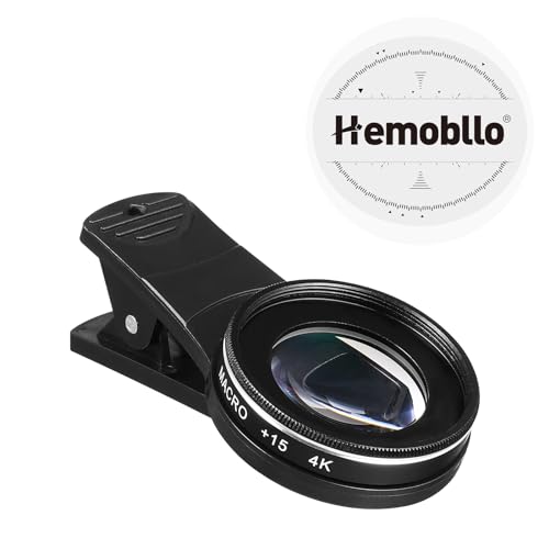 Hemobllo Objektiv für Handykamera, Makro-Objektiv 15X 4K - Universal-Objektiv für Mobiltelefone 37mm kompatibel mit iPhone/Samsung/Android Smartphones von Hemobllo