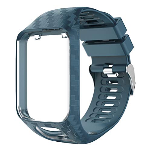 Hemobllo Smartwatch-Band mit Rahmen Silikon Verstellbare Uhr Armband Schutzhülle Ersatzhülle für Tomtom 2/3 Fitness-Tracker-Uhr (Rock Cyan) von Hemobllo