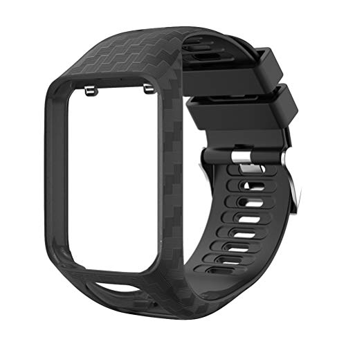 Smartwatch-Band mit Rahmen Silikon Verstellbare Uhr Armband Schutzhülle Ersatzhülle für 2/3 Fitness Tracker Uhr (Schwarz) von Hemobllo