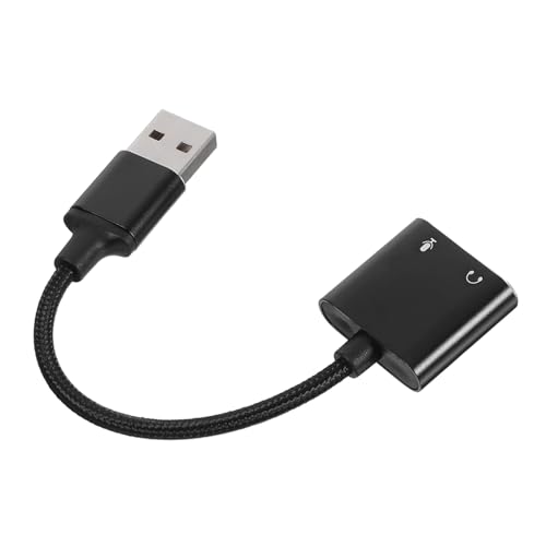 Hemobllo Soundkartenkonverter Externer Audioumwandler Headset-Audio-Adapter Externe Audioschnittstelle Headset-klinkenadapter Audio -eingangskonverter Kopfhörer-Audio-Splitter Black PVC von Hemobllo