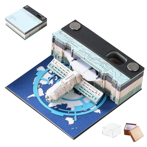 3D -Memo -Pad, 8 cm 90 Blätter 3D Satelliten Memo Notizblock mit Stifthalter und Geschenkbox, abreißen 3D -Sticky -Notizen für Home Office Desktop Decor Geschenk von Hemore