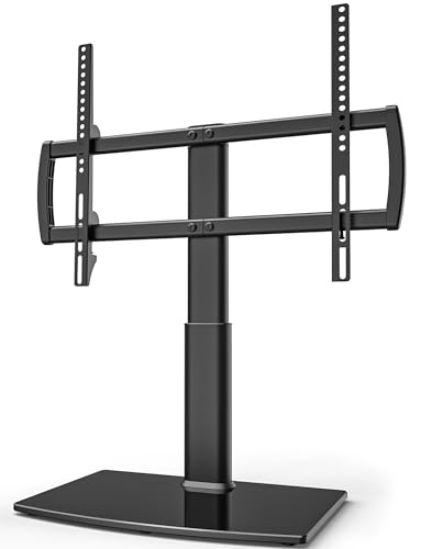 TV Standfuß Universal Höhenverstellbar Ständer für 32-70 Zoll TV Halterung Fernsehständer LCD Flachbildfernseher Ständer Glas Aufsatz VESA 600x400mm Tischständer/Schwarz von Hemudu