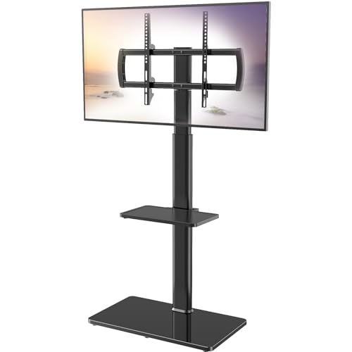 Universal Floor TV Stand with Mount 80 Degree Swivel Height Adjustable and Space Saving Design for Most 27 to 65 inch LCD, LED OLED TVs, Perfect for Corner & Bedroom HT2002B von Hemudu