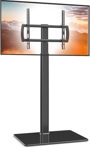 Universal Stand-TV-Ständer mit Standfuß 80 Grad schwenkbar, höhenverstellbar, platzsparendes Design für 27 bis 55 Zoll LCD, LED OLED TVs, ideal für Ecken und Schlafzimmer HT1002B von Hemudu