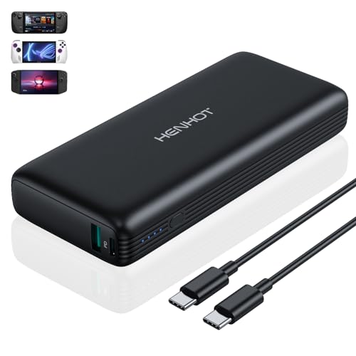 HenHot Powerbank, 65 W, 20.000 mAh, tragbares Ladegerät – Schnellladung, externer USB-C-PD-3.0-Akku, kompatibel mit MacBook, Steam Deck, iPad, iPhone 14/13/12 Pro Max, Galaxy, Google Pixel von HenHot