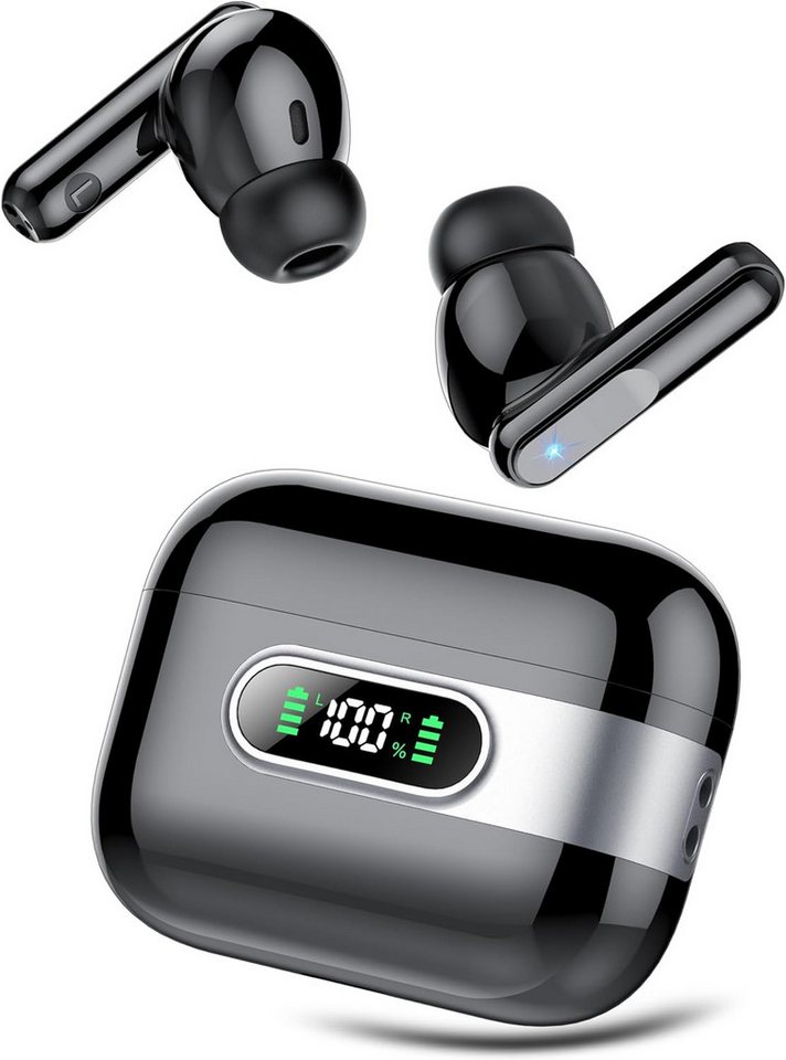 Hendari Kabellos Bluetooth 5.3 mit 4 ENC Mikrofon42Std Spielzeit Touch Control In-Ear-Kopfhörer (Intuitive Touch-Bedienung für mühelose Steuerung von Anrufen und Musik., mit LED-Anzeige, USB-C, IP7 Wasserdicht Ohrhörer) von Hendari