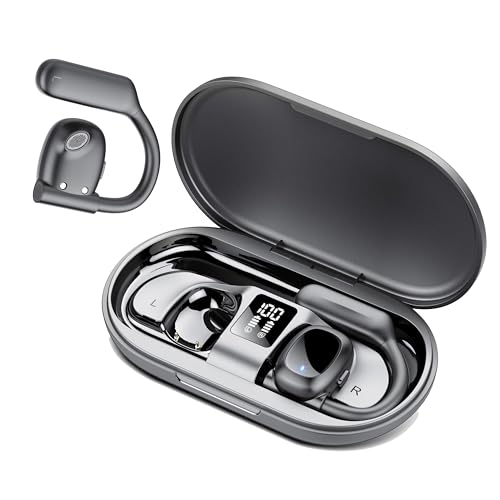 Hendari Open Ear Kopfhörer Bluetooth 5.3 mit LED-Anzeig, Tiefer Bass Wireless Earbud, Air Conduction Kopfhörer, Sport-Kopfhörer, IPX5 von Hendari