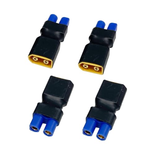 XT60 XT 60 Stecker Stecker auf EC3 EC 3 Steckverbinder 2 Pins Buchse Stecker Adapter Stecker für RC FPV-Drohne Auto Lipo NiMH Batterieladegerät ESC (XT60M auf EC3F 4PCS) von Hengfuntong-Elec