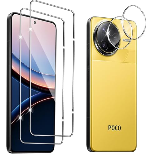 Hengnewro für Xiaomi POCO F7 Pro/POCO F7 Ultra 5G für Panzerglas, 2 Stücke Panzer Schutz Glas + 2 Stück Kameraschutz, 9H Härte Panzer Anti-Kratzen HD Glas Folie von Hengnewro