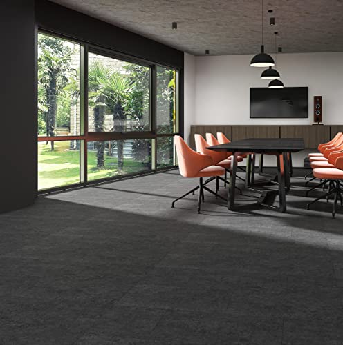 Hengrow SPC Vinyl Boden PVC Klick Bodenbelag Vinyl-Designboden Massivdiele 5 mm stark,0,5 mm Nutzschicht,Fußbodenheizung geeignet 2.605m² Marmoreffekt - Dunkelgrau von Hengrow