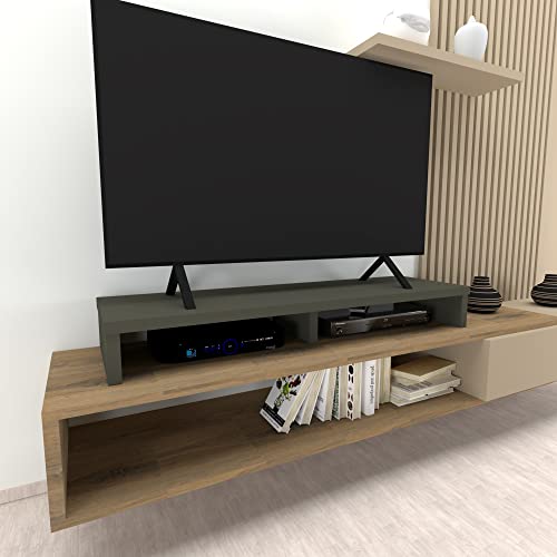 Henor Doppelter TV-Riser aus FSC® Holz, 120 x 35 x 15 cm, Mattgraphit. Unterstützt +100 kg. von Henor