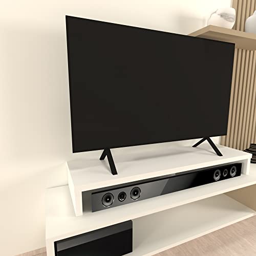 Henor Doppelter TV-Riser aus FSC® Holz, 120 x 35 x 15 cm, mattweiß. Unterstützt +100 kg. von Henor