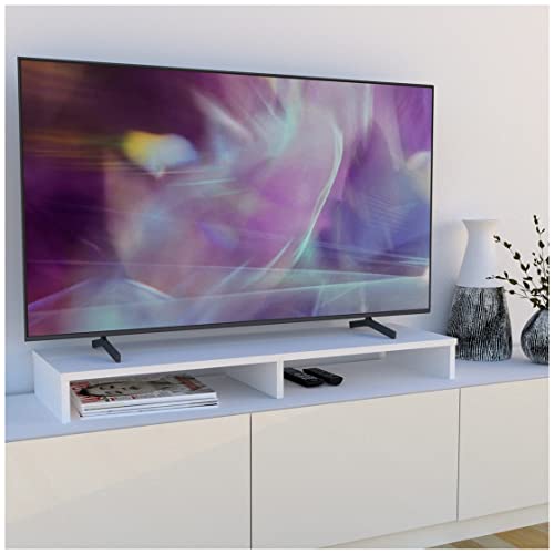 Henor Monitorständer TV-Bildschirmerhöhung in FSC® FSC® Holz 100 x 26.5 x 12 cm. Unterstützt 90 kg Weiß von Henor