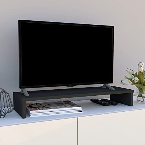 Henor Monitorständer TV-Bildschirmerhöhung in FSC® Holz 82 x 26.5 x 12 cm. Unterstützt 50 kg Graphit von Henor