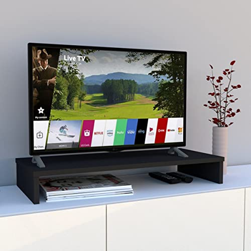 Henor TV-Ständer aus FSC® Holz, TV-Bildschirmerhöhung, 85 x 35 x 12 cm, Tragkraft 50 kg, Graphit von Henor