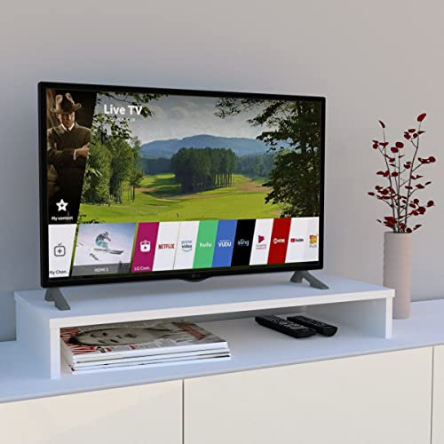 Henor TV-Ständer aus FSC® Holz, TV-Bildschirmerhöhung, 85 x 35 x 12 cm, Tragkraft 50 kg, Weiß von Henor
