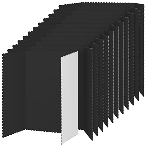 12 Stück dreifach gefaltete Postertafel, leichte Falt-Präsentationstafel, einwandig, faltbare Papp-Anzeigetafel für Schulprojekte (schwarz, 91,4 x 121,9 cm) von Henoyso