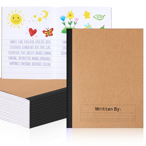 Henoyso 20 Pcs Primary Composition Notebook 9 3/4 x 7 1/2 Inch Kids Journal, Back to School Supplies, K-2 Primary Writing Notebook for Kids Student Draw and Write Story Journal (Black Color) von Henoyso