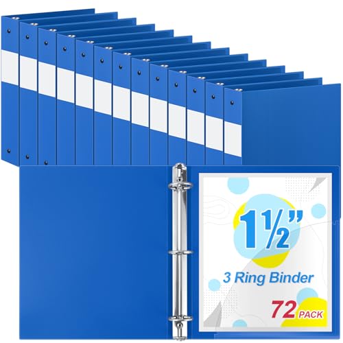 Henoyso 36 Stück 3-Ringbuch, 3,8 cm, Kunststoff, flexibel, rund, passend für Briefgröße 21,6 x 27,9 cm, Papier, hält 300 Blatt mit 1 Tasche, für Büro, Schule (blau) von Henoyso