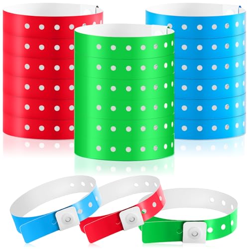 Henoyso Kunststoff-Armbänder für Veranstaltungen, Vinyl-Kunststoff-Armbänder, Identifikation für Partys, Rot, Grün, Blau, 300 Stück Henoyso Kunststoff-Armbänder für Veranstaltungen, Vinyl-Kunststoff-Armbänder, Identifikation für Partys, Rot, Grün, Blau, 300 Stück von Henoyso