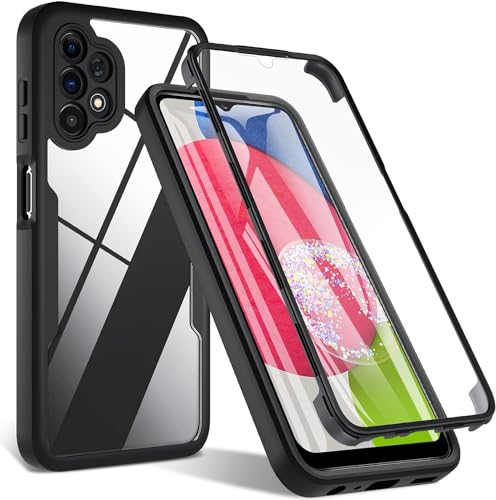 Für Samsung Galaxy A13 4G Hülle, 360 Grad Rundumschutz Integrierter Displayschutz Stoßfest Bumper Schutzhülle Samsung A13 4G Handyhülle Case（Schwarz+Transparent） von Hensinple