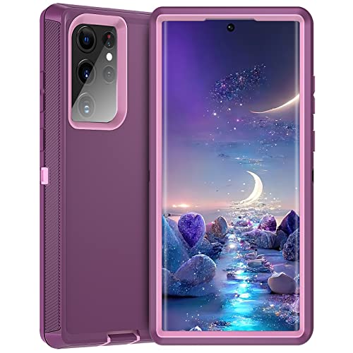 Für Samsung S22 Ultra Hülle, Hülle kompatibel mit Samsung Galaxy S22 Ultra Heavy Duty S22 Ultra Case Drop Protection Robust Stoßfest S22 Ultra Handyhülle Cover (Lila) von Hensinple