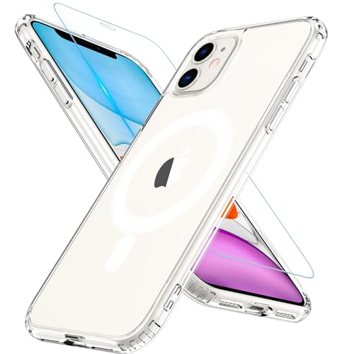 Kompatibel für iPhone 11 Hülle Mit MagSafe - Transluzente Matte Magnetische Stoßfeste Schutzhülle Mit Schutzfolie für 6.1 Zoll (Transparent) von Hensinple