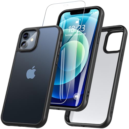 Für iPhone 12/ iPhone12 Pro Hülle,Hanyhülle iPhone 12 mit Panzer Schutz Glas Stoßfest Militärstandard Rundumschutz Outdoor Cover Schutzhülle für iPhone 12/12 Pro Case 6.1 '', Schwarz von Hensinple