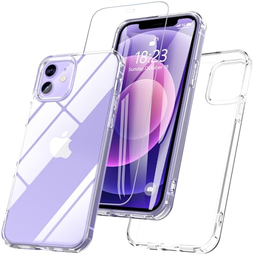 Für iPhone 12/iPhone 12 pro Hülle,Hanyhülle iPhone 12 mit Panzer Schutz Glas Stoßfest Militärstandard Rundumschutz Outdoor Cover Schutzhülle für iPhone 12/12 Pro Case 6.1 '' (Klar) von Hensinple