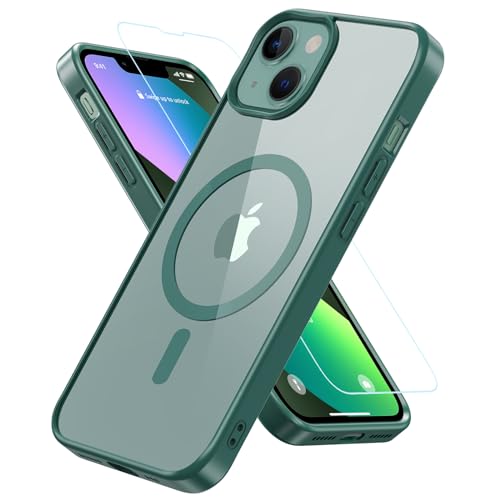 Für iPhone 13 Mini Hülle, Magnetisch Handyhülle iPhone 13 Mini Mit Panzer Schutz Glas, Kompatibel mit MagSafe 360° Rundumschutz Stoßfest Case Cover Schutzhülle für iPhone 13 Mini 5.4" -Grün von Hensinple