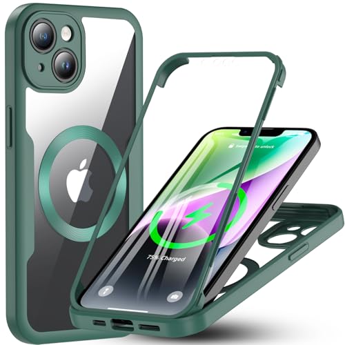 Für iPhone 14 Hülle Kompatibel mit MagSafe, 360 Grad Handyhülle iPhone 14 Eingebaut Schutzfolie Magnetisch Stoßfest Case für iPhone 14 6,1 Zoll Schutzhülle Outdoor Magnet Cover mit Displayschutz(Grün) Für iPhone 14 Hülle Kompatibel mit MagSafe, 360 Grad Handyhülle iPhone 14 Eingebaut Schutzfolie Magnetisch Stoßfest Case für iPhone 14 6,1 Zoll Schutzhülle Outdoor Magnet Cover mit Displayschutz(Grün) von Hensinple