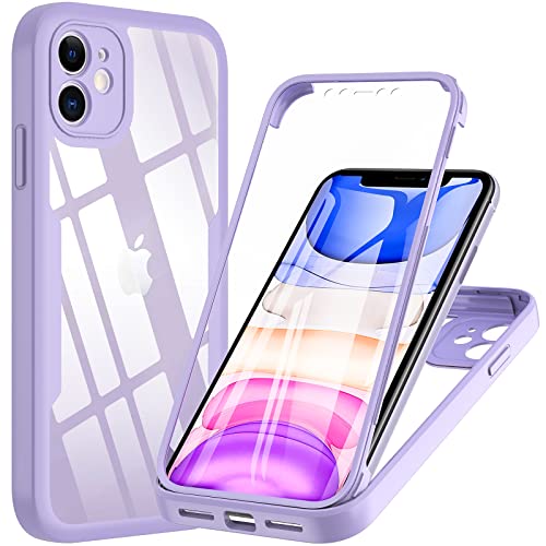Hensinple iPhone 11 Hülle Mit Eingebautem Displayschutz - 360° Rundumschutz TPU Robust Bumper Case Stoßfest Schutzhülle für 6,1 Zoll (Helles Lila) von Hensinple