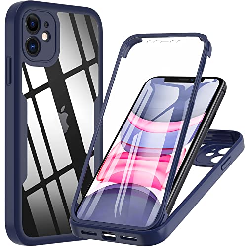 Hensinple iPhone 11 Hülle Mit Eingebautem Displayschutz - 360° Rundumschutz TPU Robust Case Stoßfest Schutzhülle für 6,1 Zoll (Blau) von Hensinple