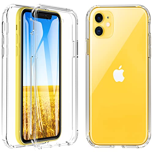 Hensinple Für iPhone 11 Hülle, Handyhülle iPhone 11 Mit Eingebautem Displayschutz 360° Rundumschutz TPU Robust Case Stoßfest Handyhülle Schutzhülle für iPhone 11 6,1 Zoll (Klar) von Hensinple